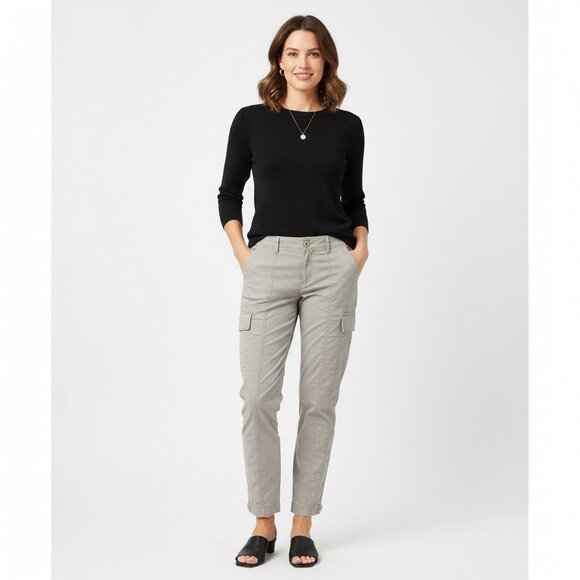 Eileen Fisher Pants Tapered Cargo Khaki Green Size 8 - Picture 1 of 8